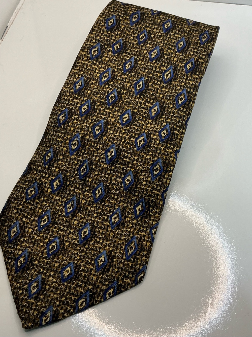 Robert Talbott Studio Brown Tie with Blue Diamond Motif